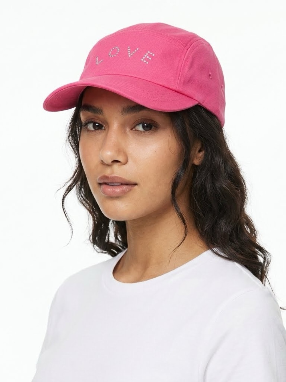 GAP Pink LOVE Embellished Rhinestone Bling Adjustable Baseball Cap - Women